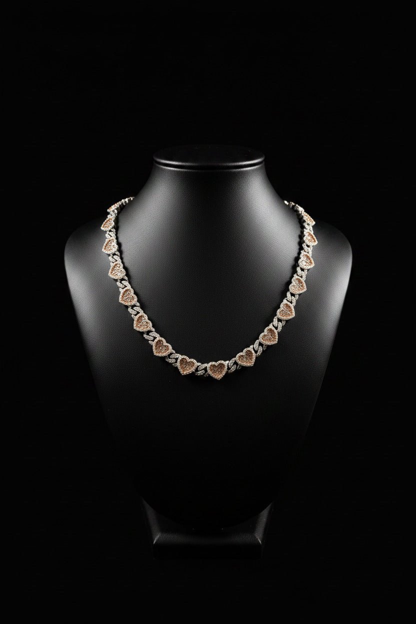 Fancy heart Cuban necklace