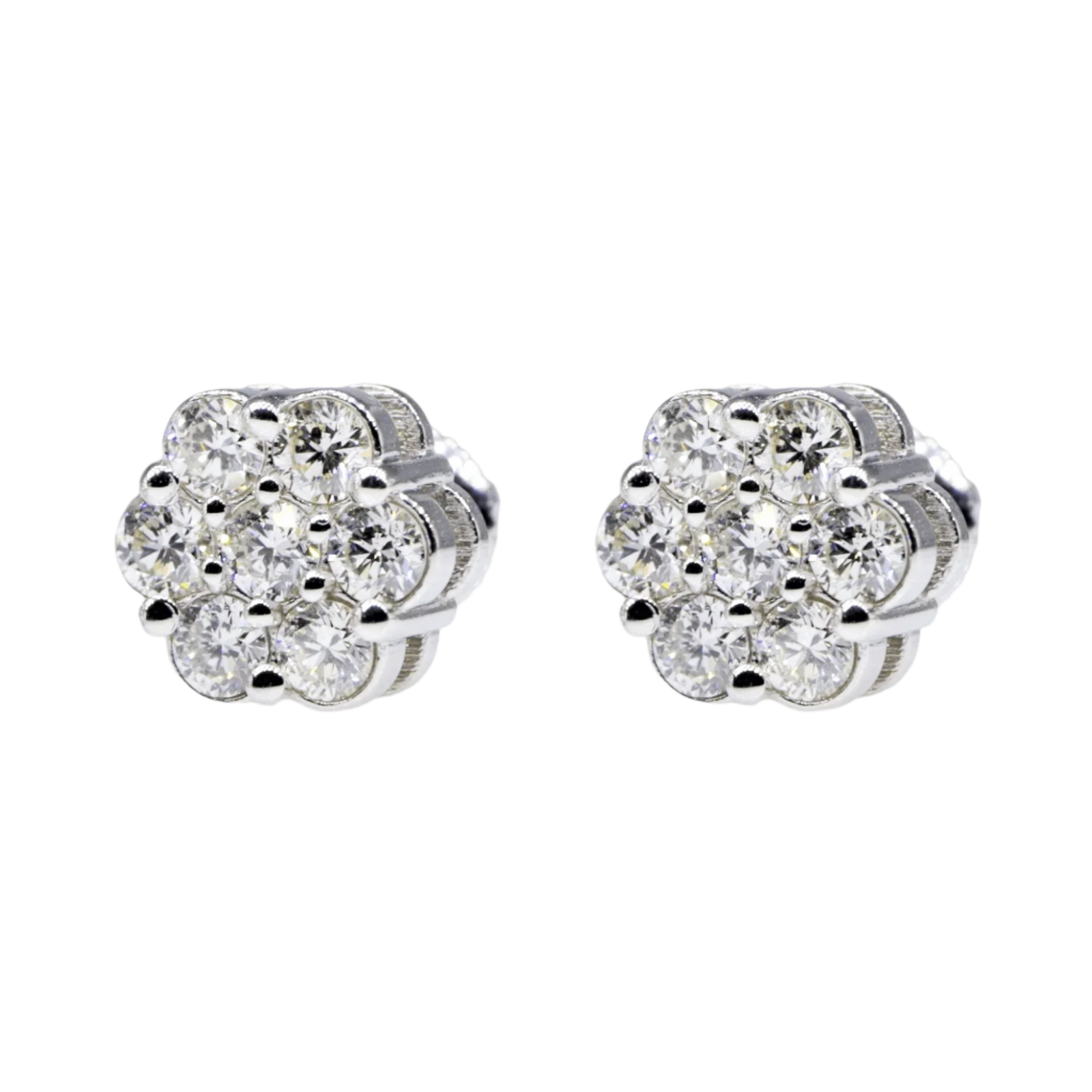 15 Pointer VVS Moissanite Diamond Flower Earrings
