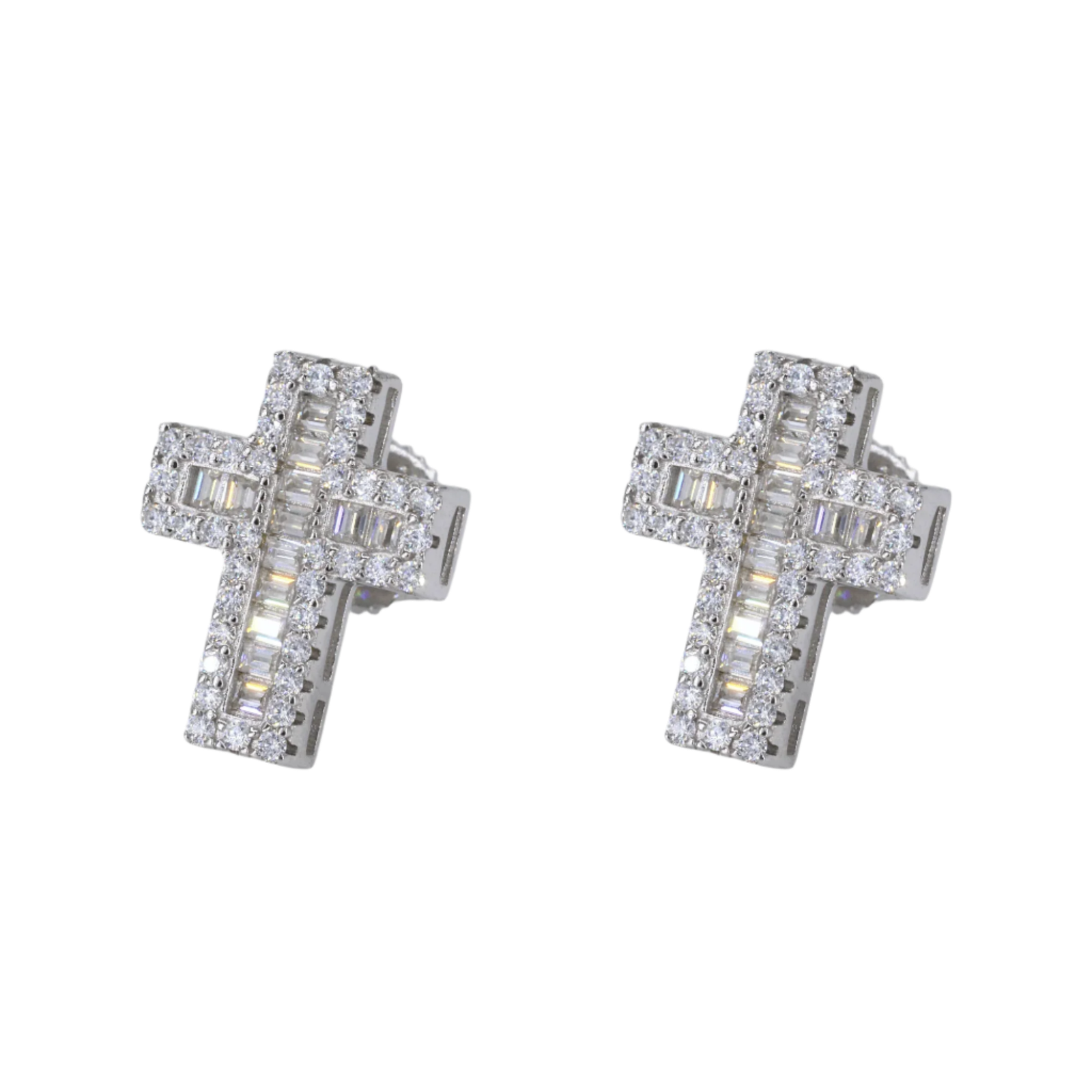Baguette Cross VVS Moissanite Daimond Earrings