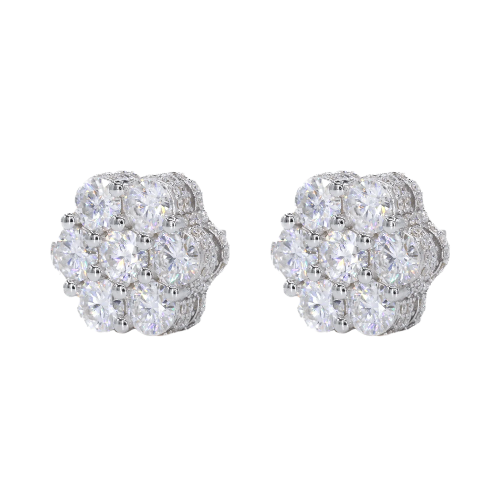 BIG STONE Flower Earring Fully Iced Out VVS Moissanite Daimond Earrings