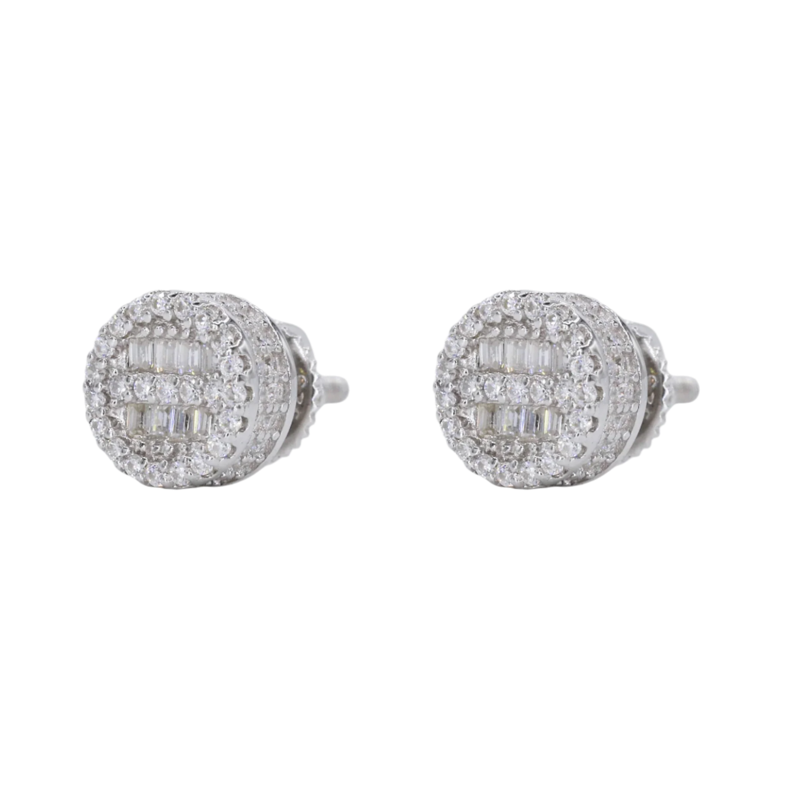 Circle Baguette Infill Fully Iced VVS Moissanite Daimond Earrings