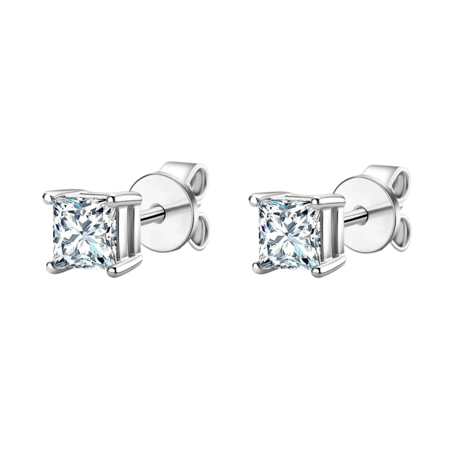 Princess Cut VVS Moissanite Diamond Stud Earrings