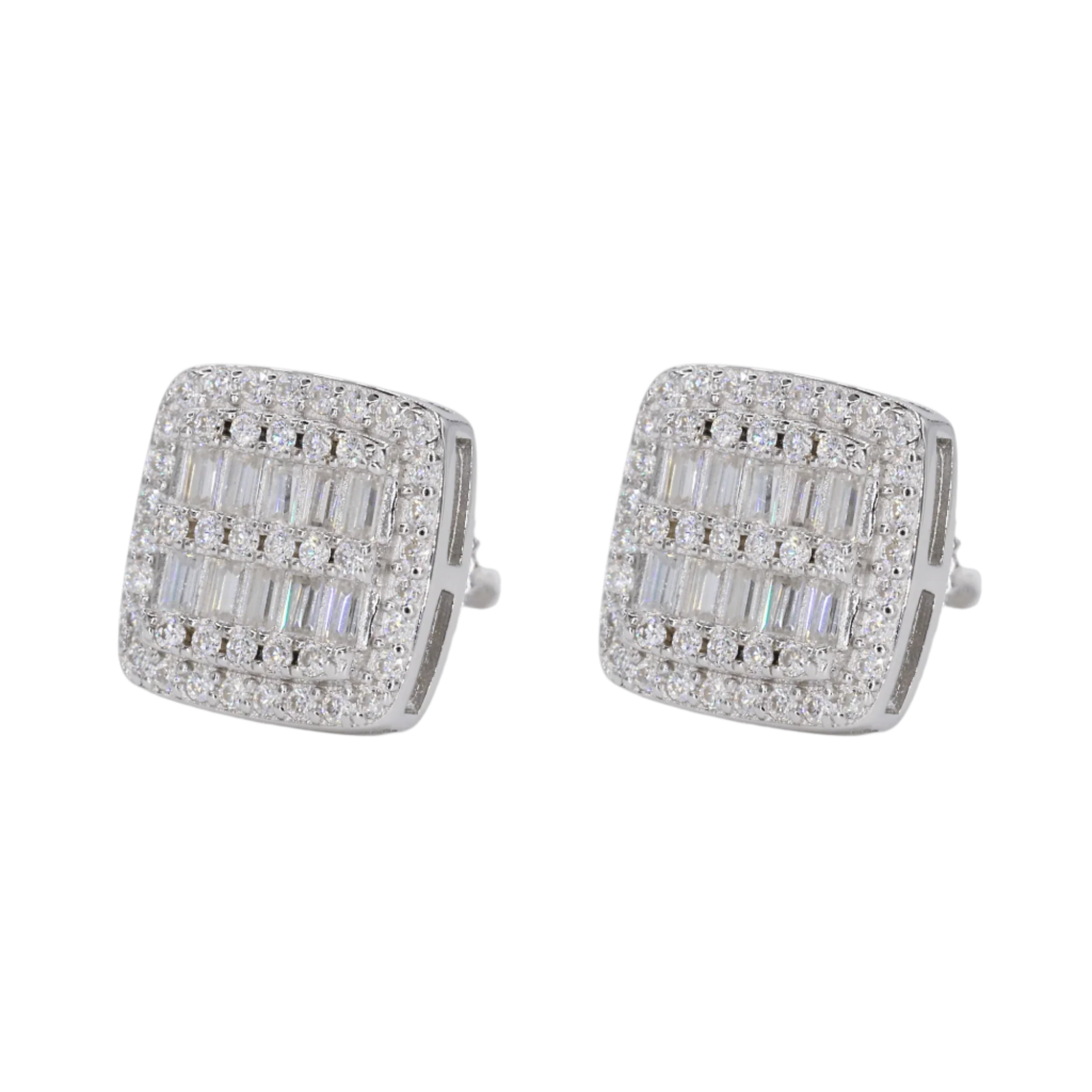 Square Baguette Infill VVS Moissanite Daimond Earrings