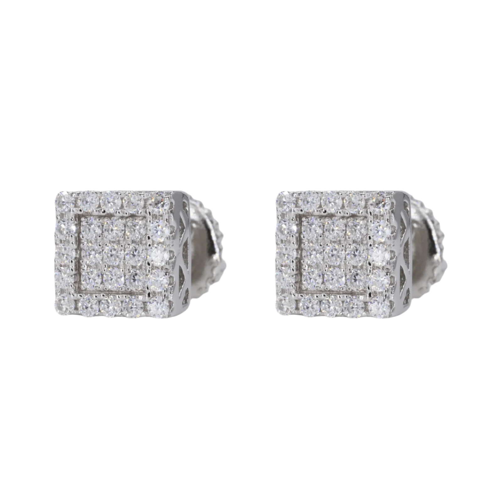 Square In-Step Iced VVS Moissanite Daimond Earrings