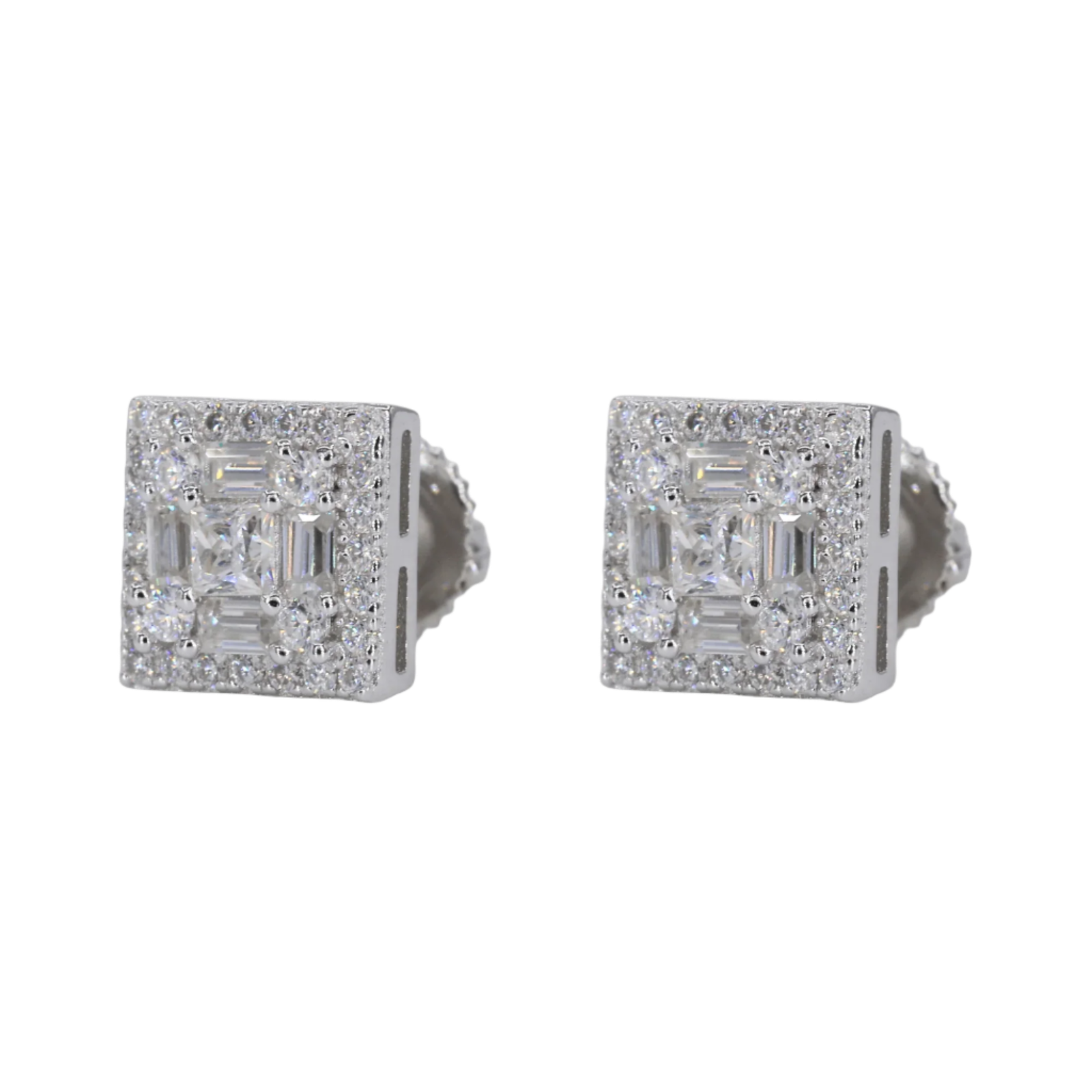 Square Multi Stone Iced VVS Moissanite Daimond Earrings