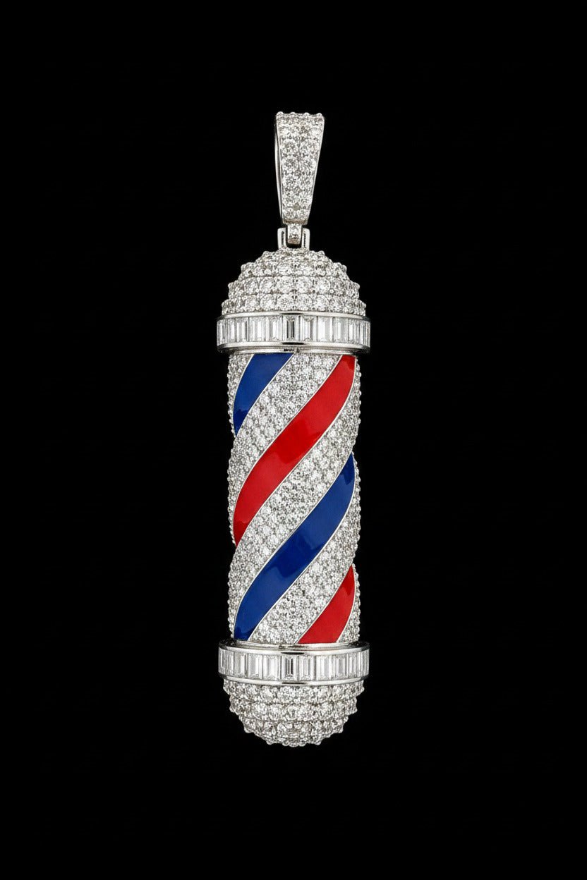 Iced Out Barber Pole Pendant
