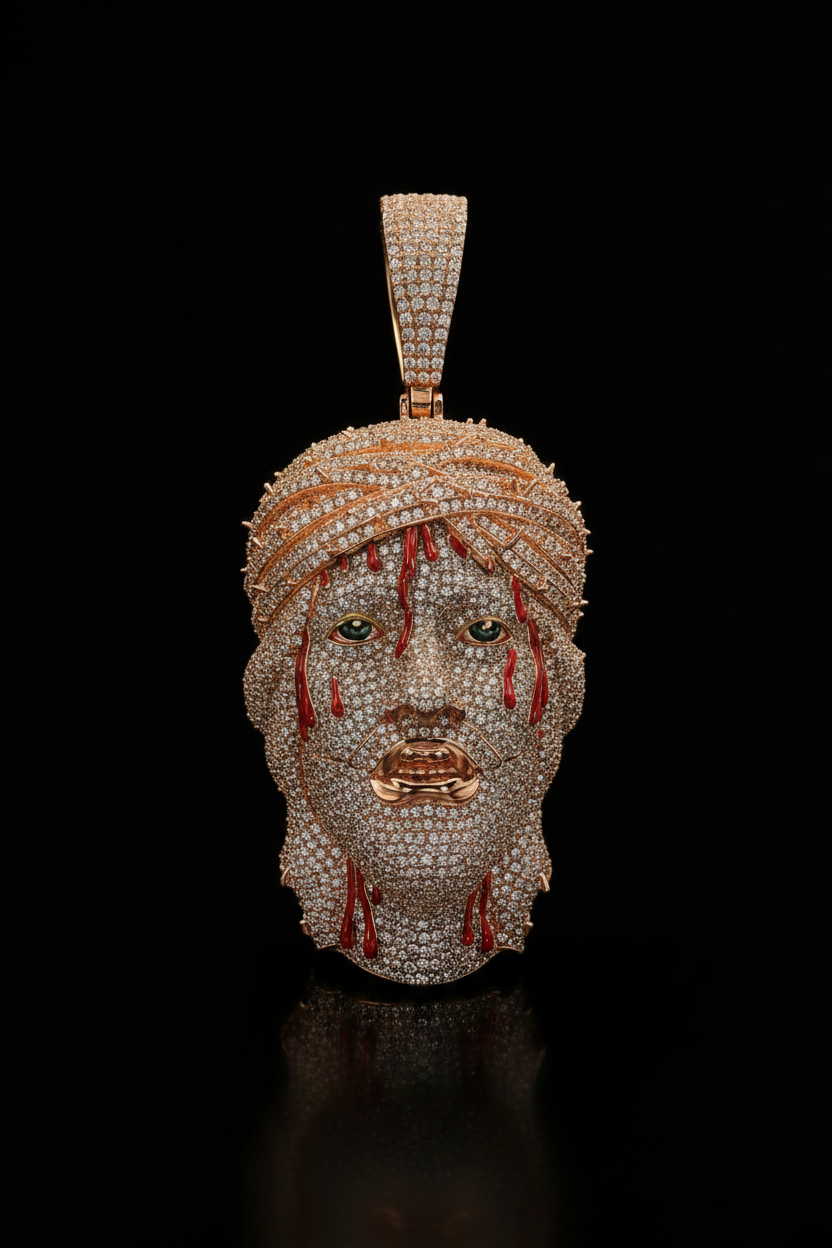 Iced Out Jesus Face Pendant