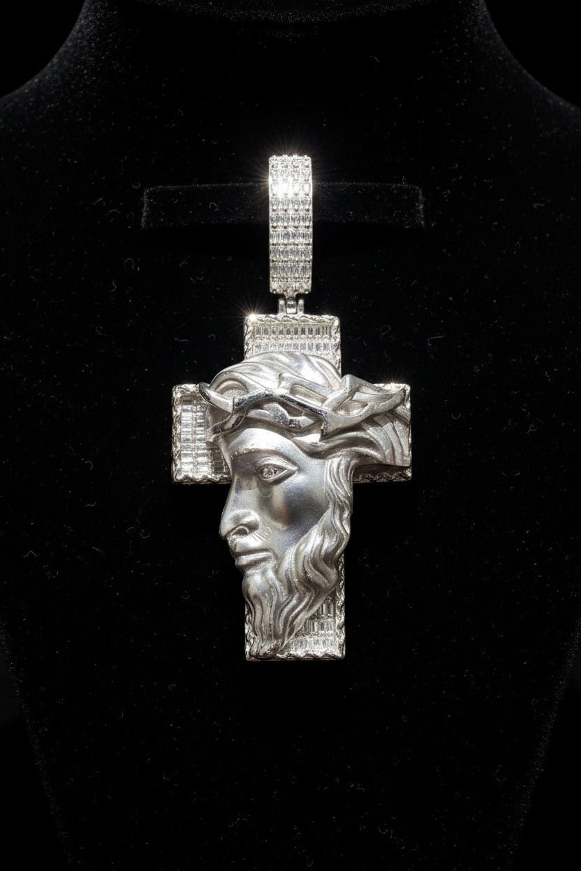 TabbyIced 3D Jesus Face Cross Pendant