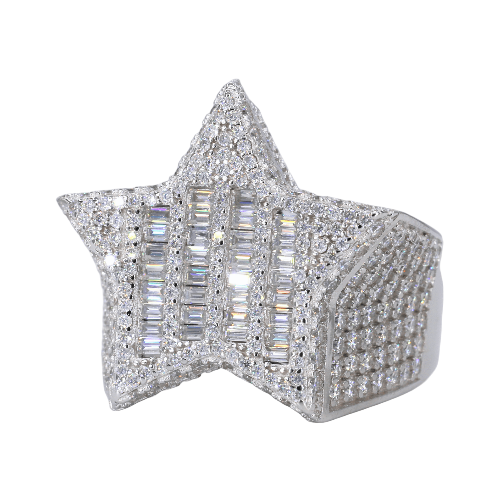 Baguette Stripped Star VVS Moissanite Diamond Ring