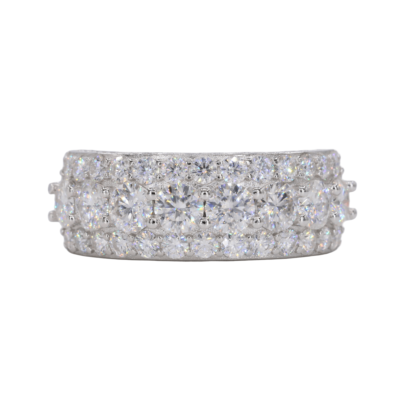 Big Stone Half Band VVS Moissanite Diamond Ring