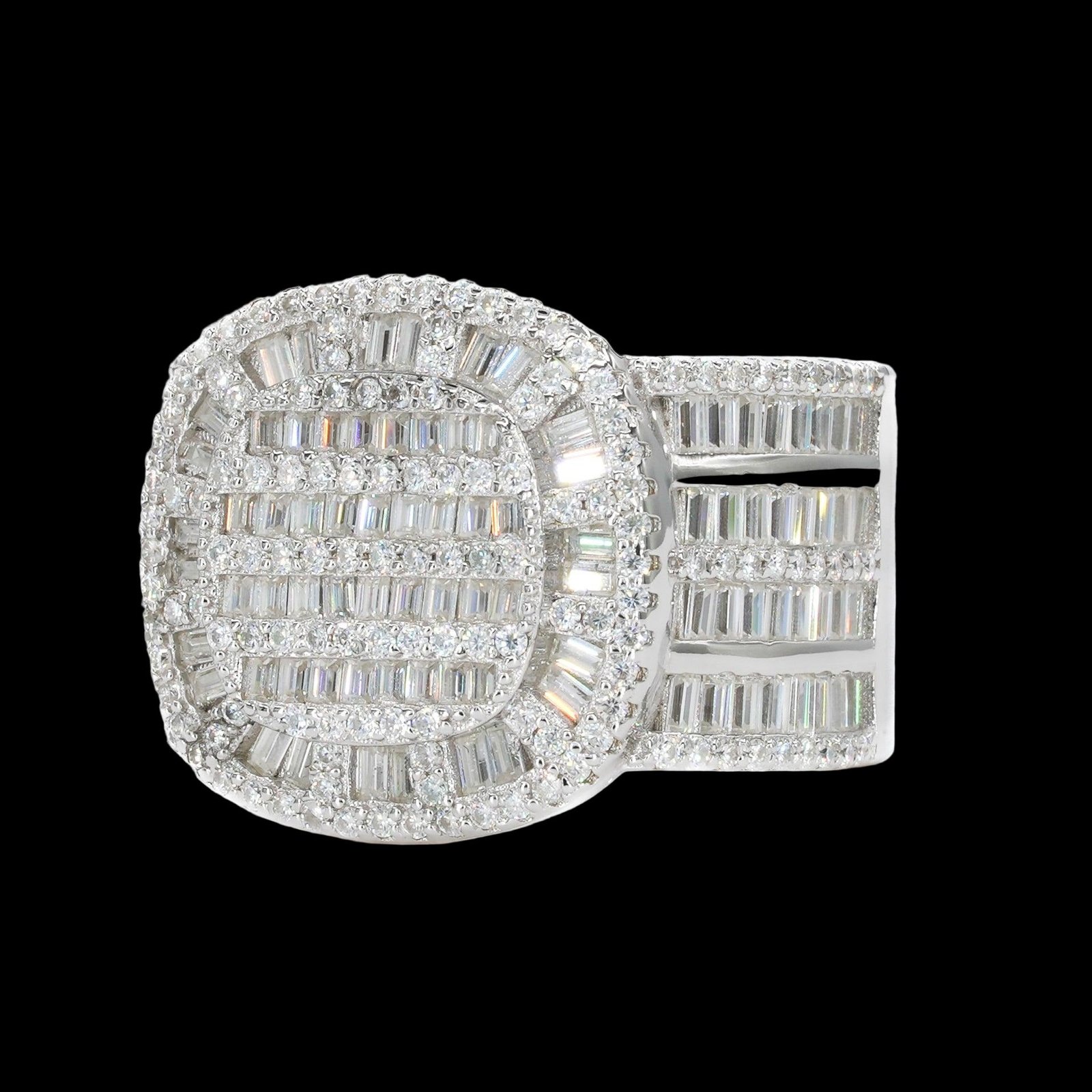 FULL Baguette Iced Square VVS Moissanite Diamond Ring