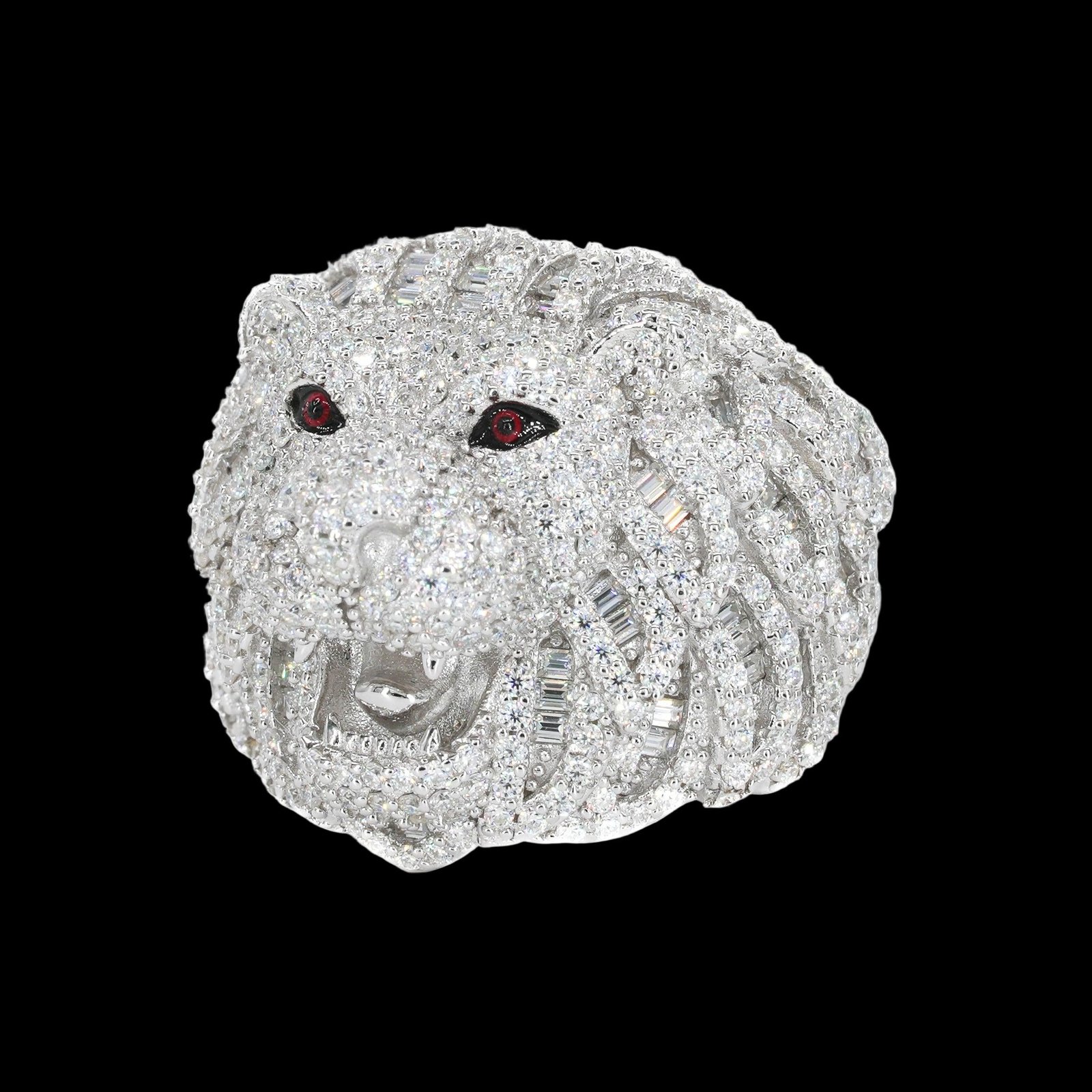 FULLY ICED Baguette LION VVS Moissanite Diamond Ring