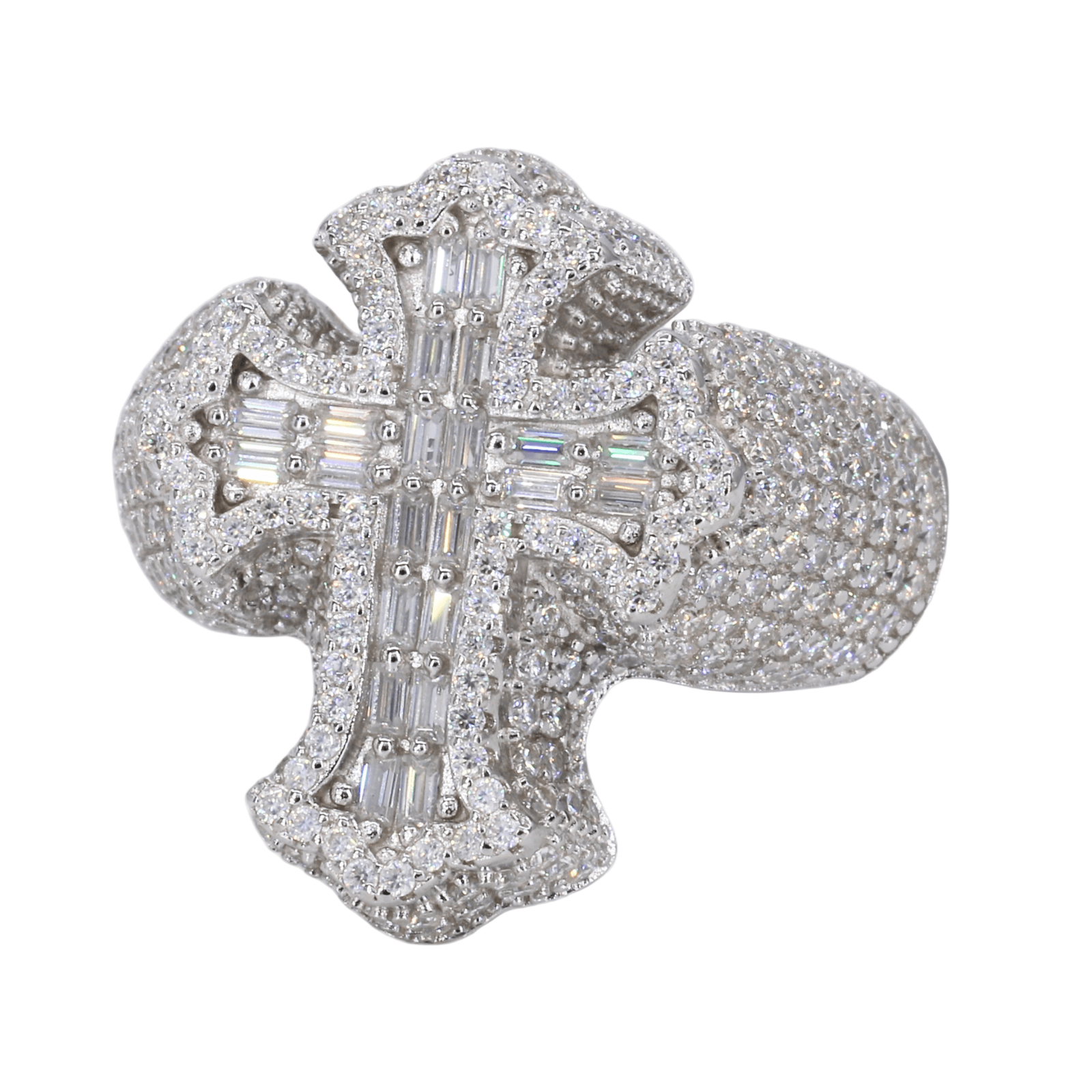 Gothic Baguette Cross VVS Moissanite Diamond Ring