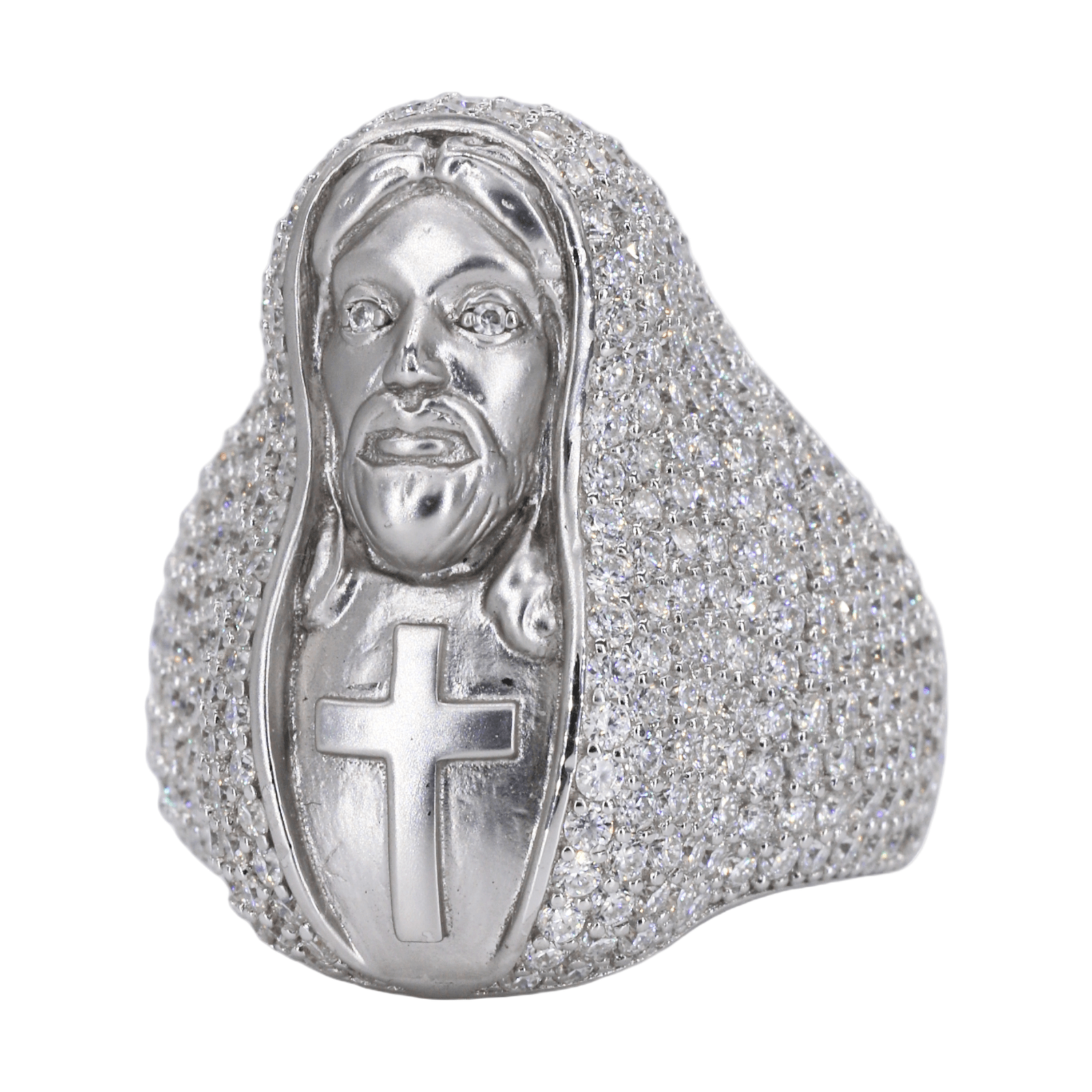 Ice Trapped Jesus VVS Moissanite Diamond Ring