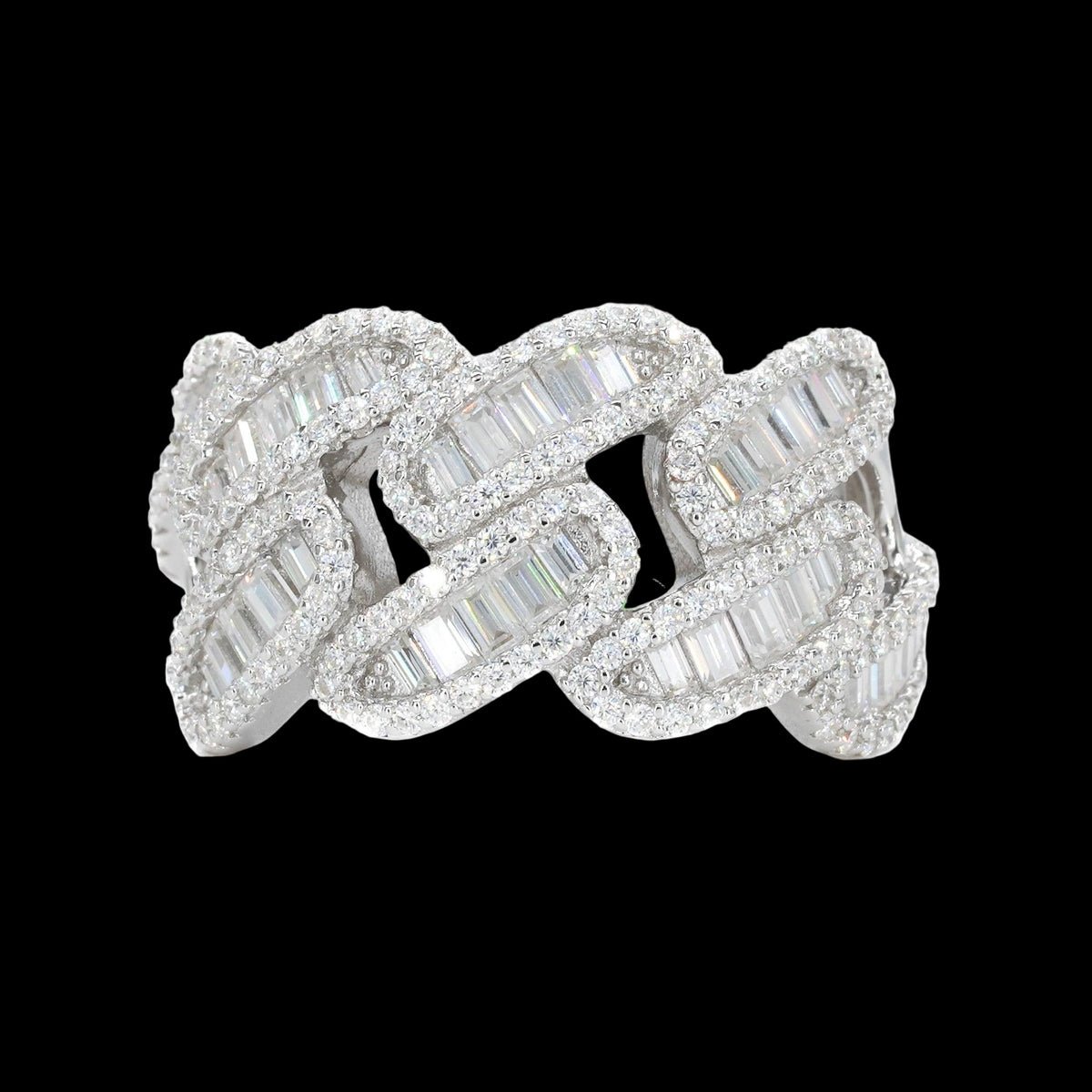 Miami Baguette Cuban VVS Moissanite Diamond Ring
